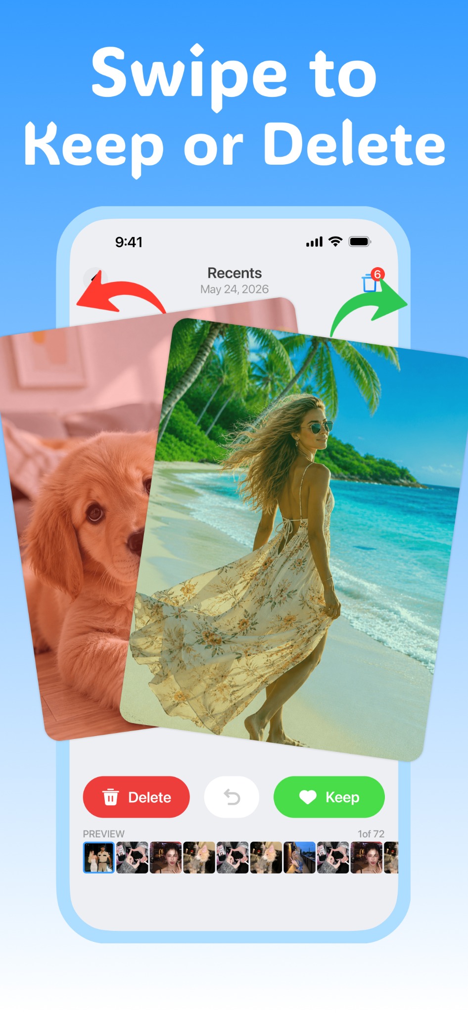 Swipe photo cleaner
